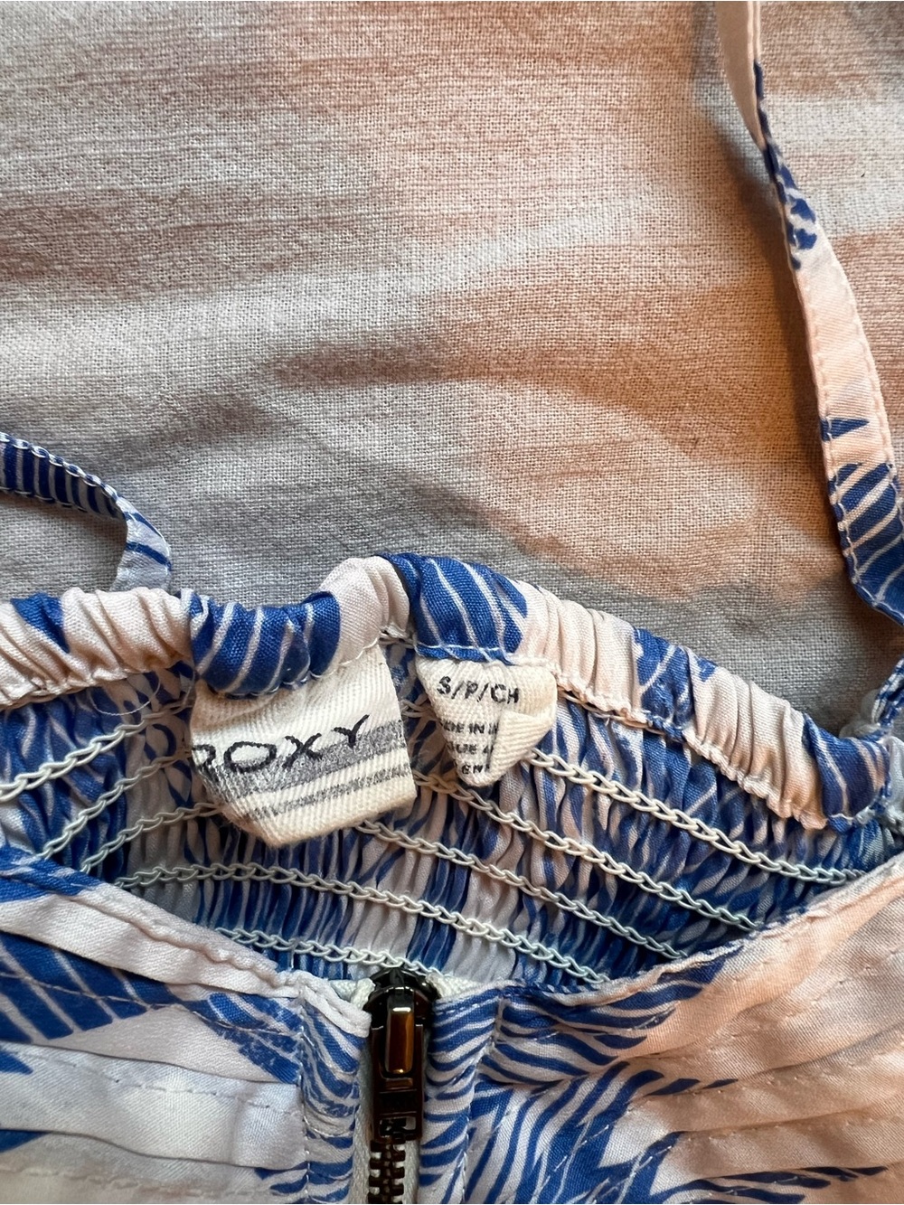 Roxy Blue and White Geometric Mini Dress - Picture 2 of 3